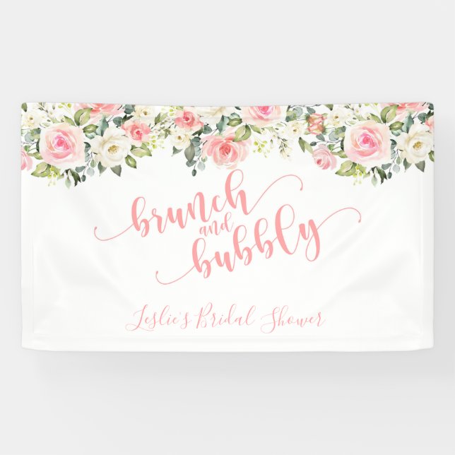 Lona Banner Brunch and Bubbly - Texto rosa (Horizontal)