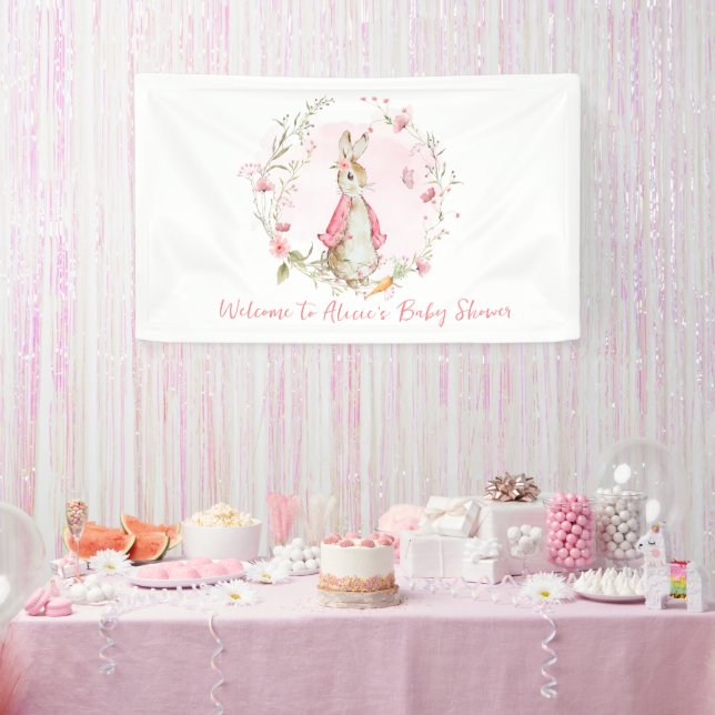 Lona Banner Chica de Baby Shower de Peter Rabbit (Fiesta)