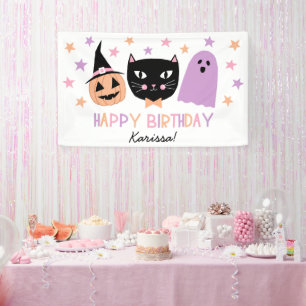 Lona Banner con el nombre de cumpleaños de Halloween d