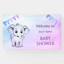 Banner Cute Elephant Baby Shower