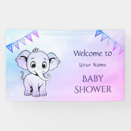 Lona Banner Cute Elephant Baby Shower