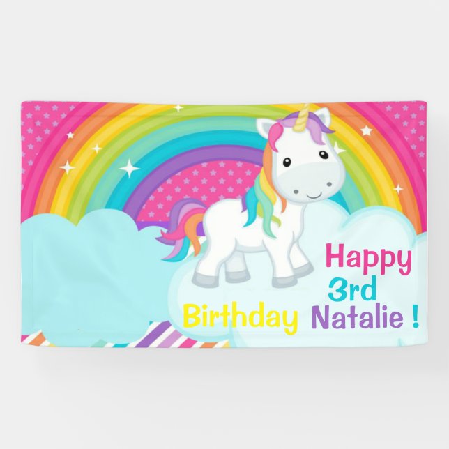 Lona Banner Cute Unicorn Vinyl (Horizontal)