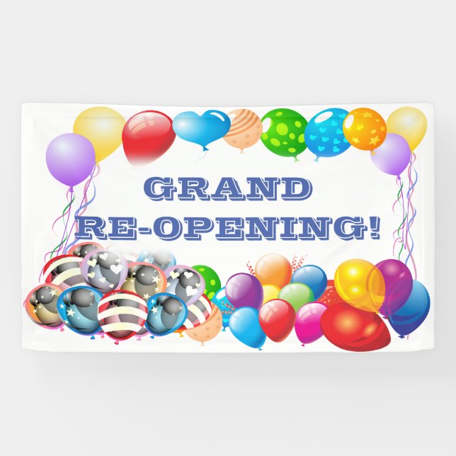 Lona Banner de 3' x 5' del personalizado de reapertura  (Horizontal)