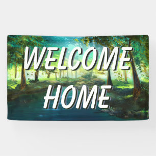 Lona Banner de agua de paisaje residencial de bienvenid