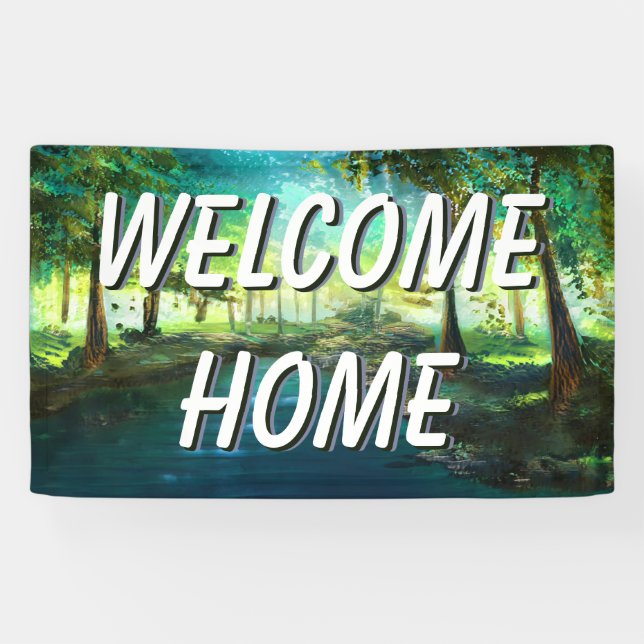 Lona Banner de agua de paisaje residencial de bienvenid (Horizontal)