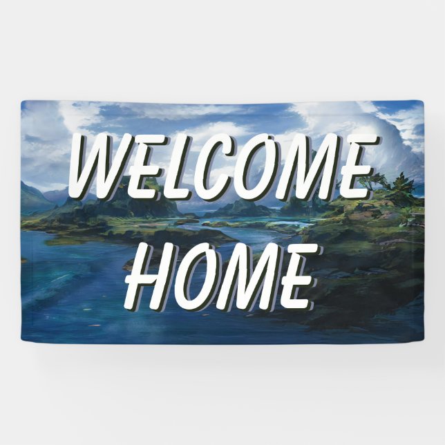 Lona Banner de agua de paisaje residencial de bienvenid (Horizontal)