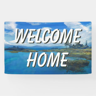 Lona Banner de agua de paisaje residencial de bienvenid