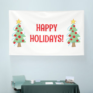 Lona Banner de árbol navideño de vacaciones felices