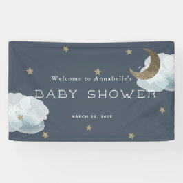 Lona Banner de Baby Shower azul de la marina nubosa dor