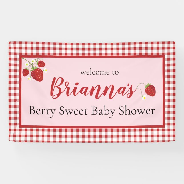 Lona Banner de Baby Shower Berry Sweet| Rosa y Rojo (Horizontal)