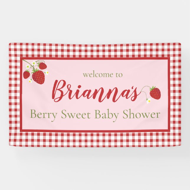 Lona Banner de Baby Shower Berry Sweet| Rosa y Rojo (Horizontal)