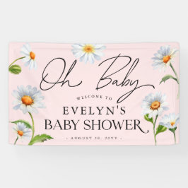 Lona Banner de Baby Shower color margarita rosado