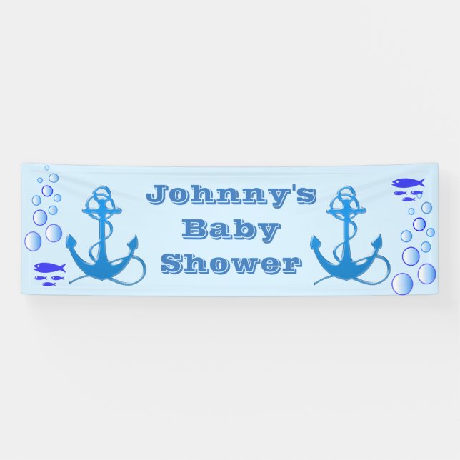 Lona Banner de Baby Shower con temas náuticos personali (Horizontal)