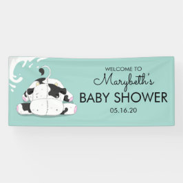 Lona Banner de Baby Shower Cute Little Cow