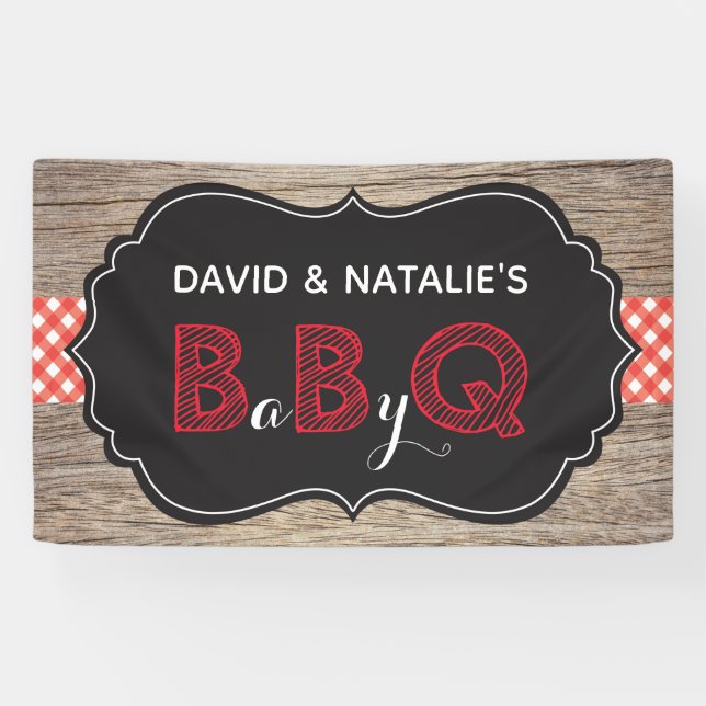 Lona Banner de Baby Shower de Baby Q BBQ (Horizontal)