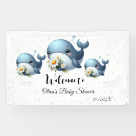 Lona Banner de Baby Shower de ballena para bebés