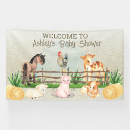 Lona Banner de Baby Shower de Barnyard Animals