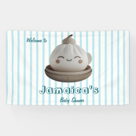 Lona Banner de Baby Shower de bienvenida de Blue Cute D