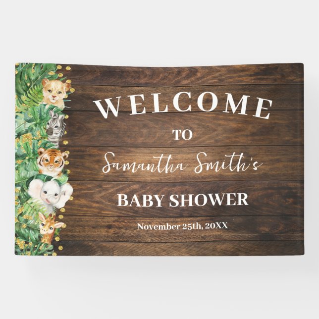 Lona Banner de Baby Shower de bienvenida rustica a los  (Horizontal)