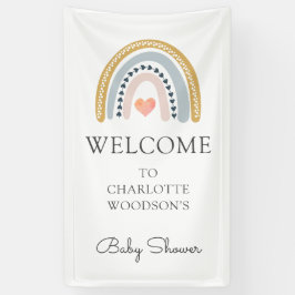 Lona Banner de Baby Shower de color arcoiris de Boho Wa