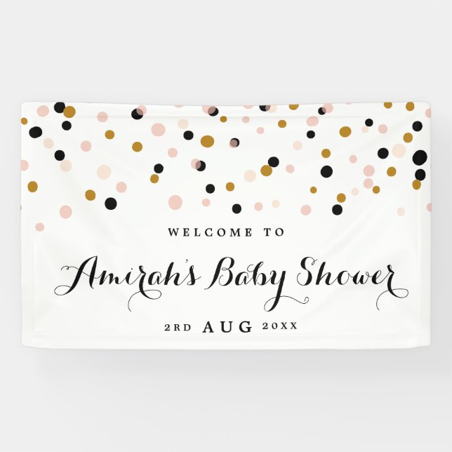 Lona Banner de Baby Shower de Confetti Polka Moderno (Horizontal)