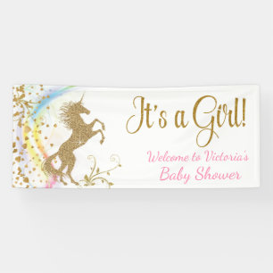 Lona Banner de Baby Shower de Cute Unicorn