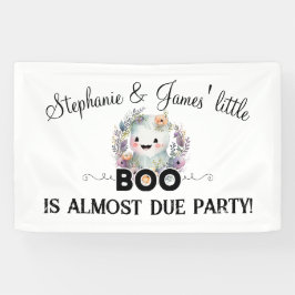 Lona Banner de Baby Shower de Cuto Pequeño Boo Hallowee