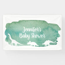 Lona Banner de Baby Shower de Dinosaur color de agua ve