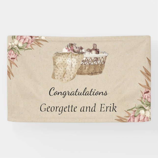 Lona Banner de Baby Shower de época (Horizontal)