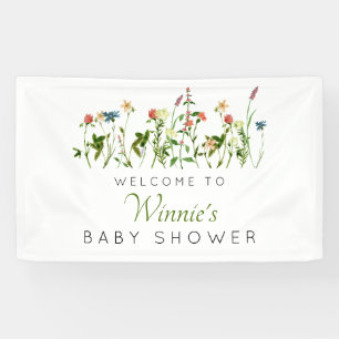 Lona Banner de Baby Shower de Flor silvestre