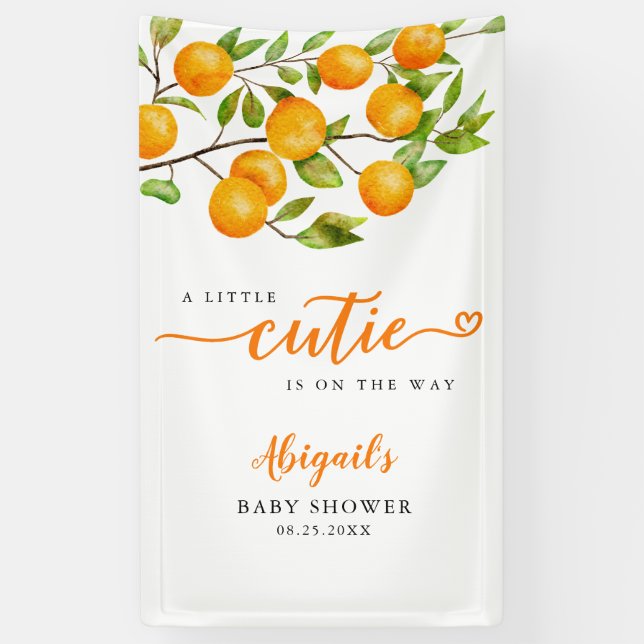 Lona Banner de Baby Shower de fruta naranja (Vertical)