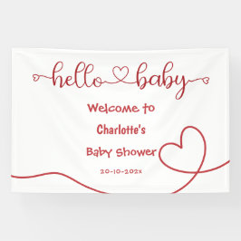 Lona Banner de Baby Shower de Hello Baby Red Heart Mini