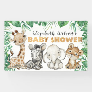 Lona Banner de Baby Shower de la jungla de Safari