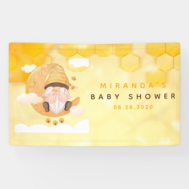 Lona Banner de Baby Shower de las abejas de Gnomes Hone (Horizontal)