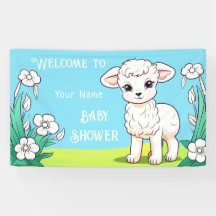 Banner de Baby Shower de Little Lamb