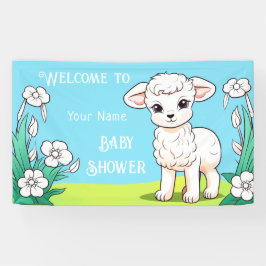 Lona Banner de Baby Shower de Little Lamb
