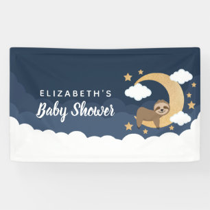 Lona Banner de Baby Shower de Lullaby Baby Sloth Moon