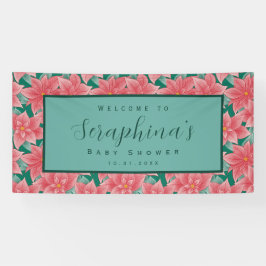Lona Banner de Baby Shower de Red & Green Winter Poinse