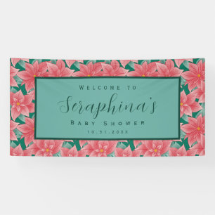 Lona Banner de Baby Shower de Red & Green Winter Poinse