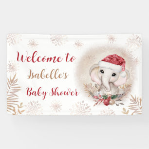 Lona Banner de Baby Shower de Santa Baby Elephant Chica