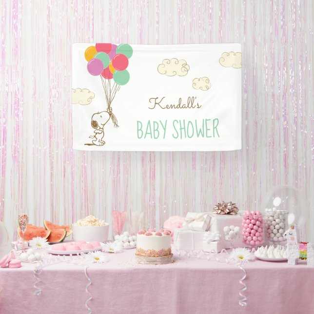 Lona Banner de Baby Shower de Snoopy y Balloons (Fiesta)