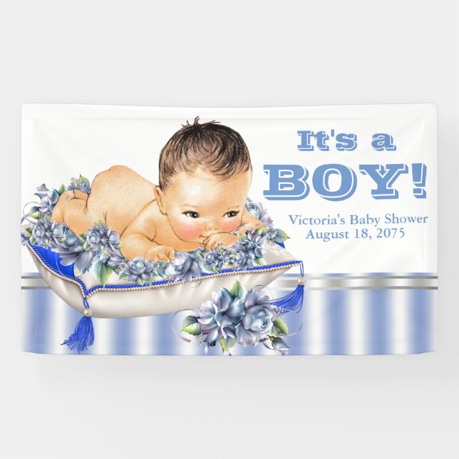 Lona Banner de Baby Shower de Sweet Baby Boy (Horizontal)