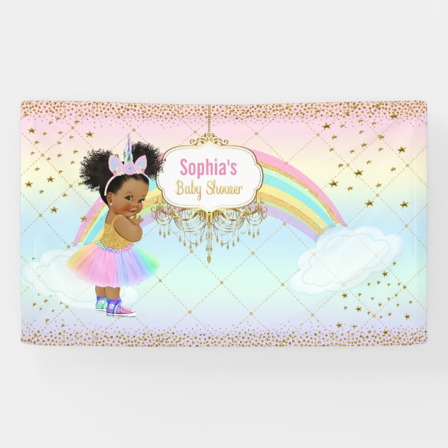 Lona Banner de Baby Shower de Unicorn (Horizontal)