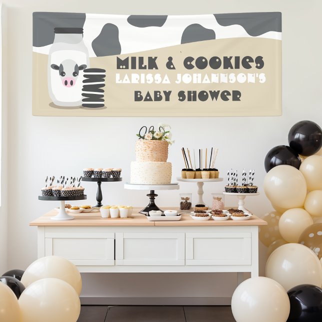 Lona Banner de Baby Shower de vaca y galletas beige (Subido por el creador)