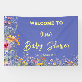 Lona Banner de Baby Shower de Wildflowers