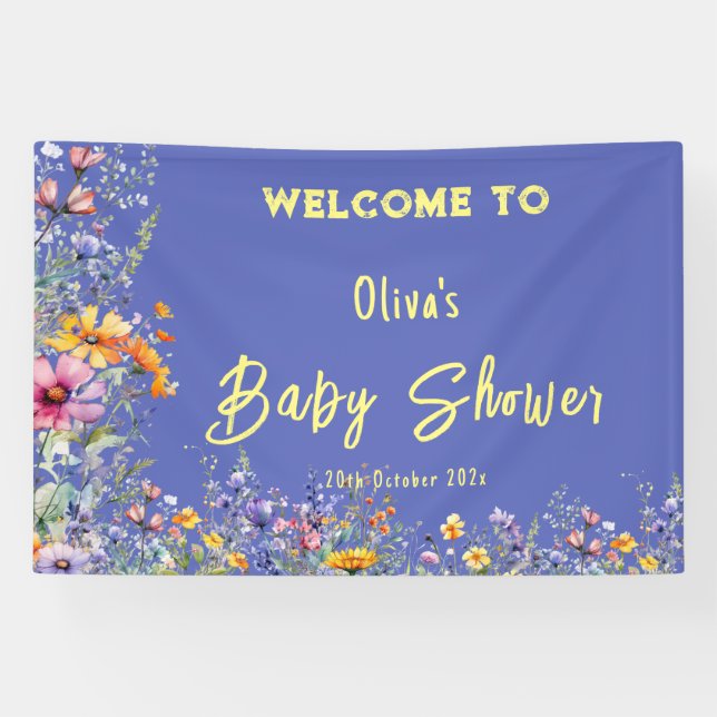 Lona Banner de Baby Shower de Wildflowers (Horizontal)