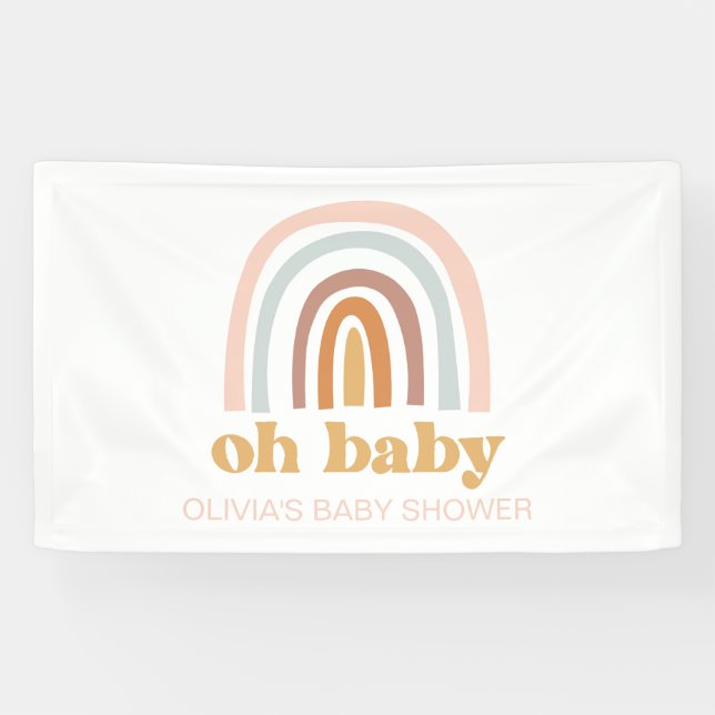 Lona Banner de Baby Shower del Boho Rainbow (Horizontal)