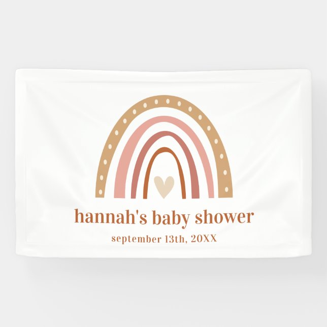 Lona Banner de Baby Shower del Boho Rainbow (Horizontal)