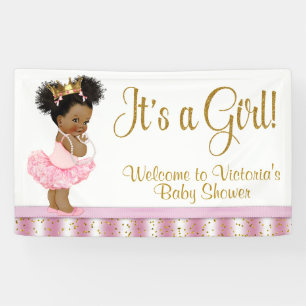 Lona Banner de Baby Shower del Chica de Princesa Africa