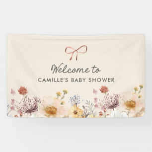 Lona Banner de Baby Shower del Jardín de flores silvest